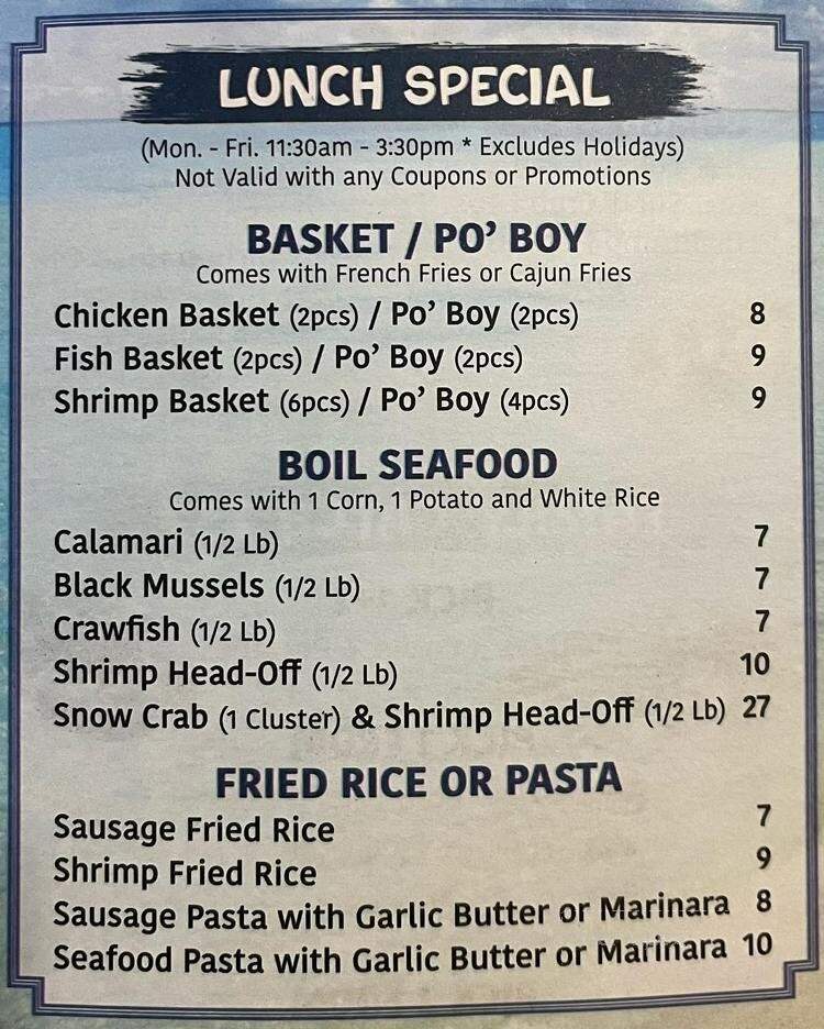 King Crab Cajun Seafood - Norton Shores, MI menu_pic