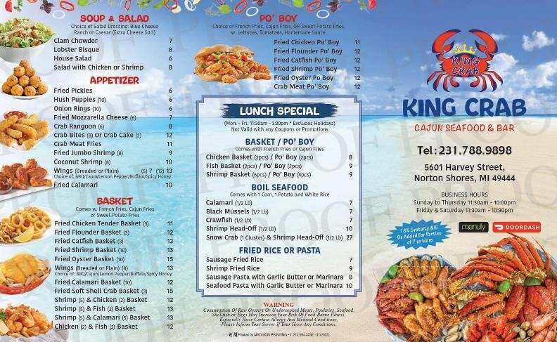 King Crab Cajun Seafood - Norton Shores, MI menu_pic