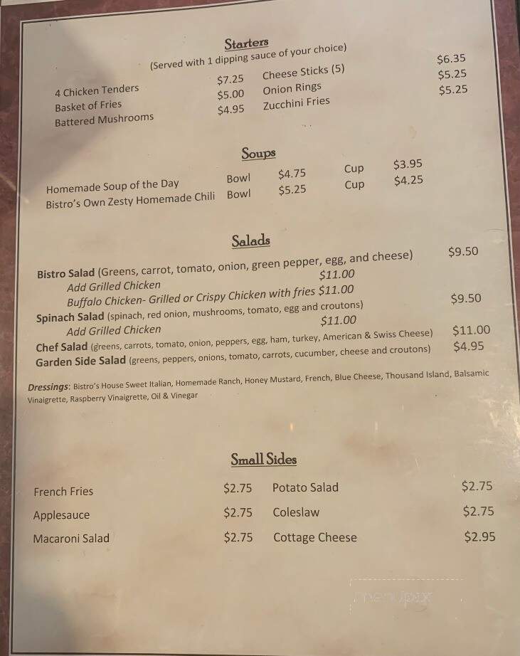 Downtown Mall Bistro - Meadville, PA menu_pic