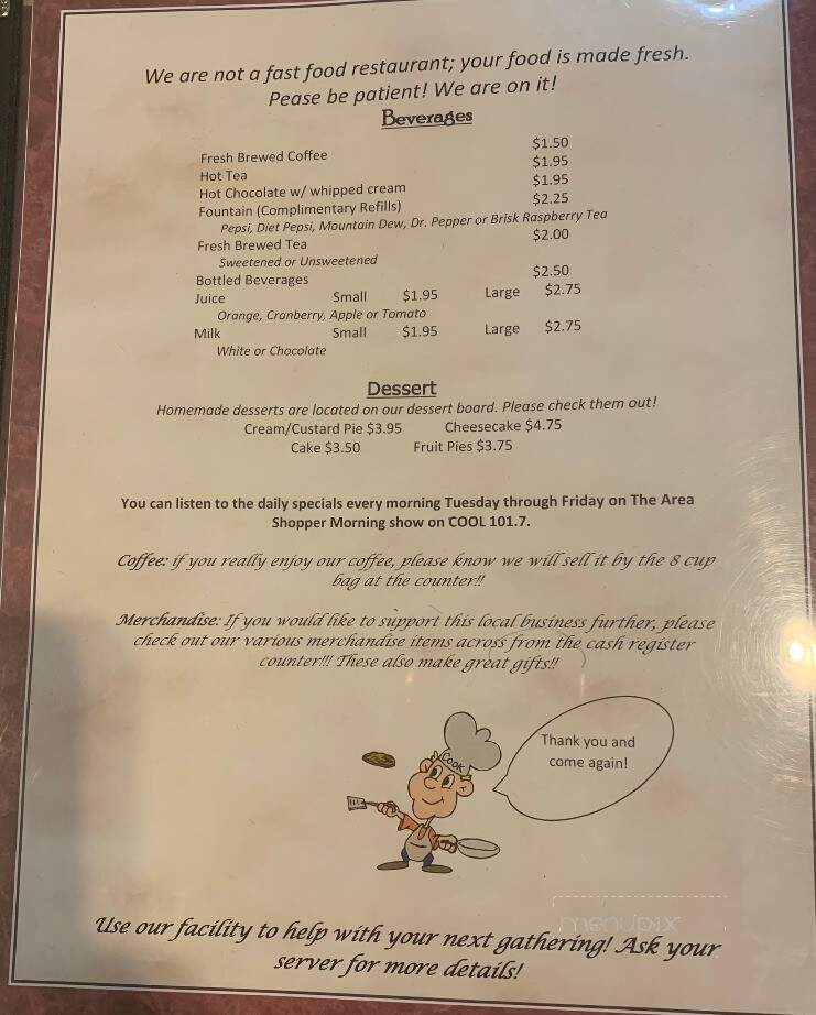 Downtown Mall Bistro - Meadville, PA menu_pic