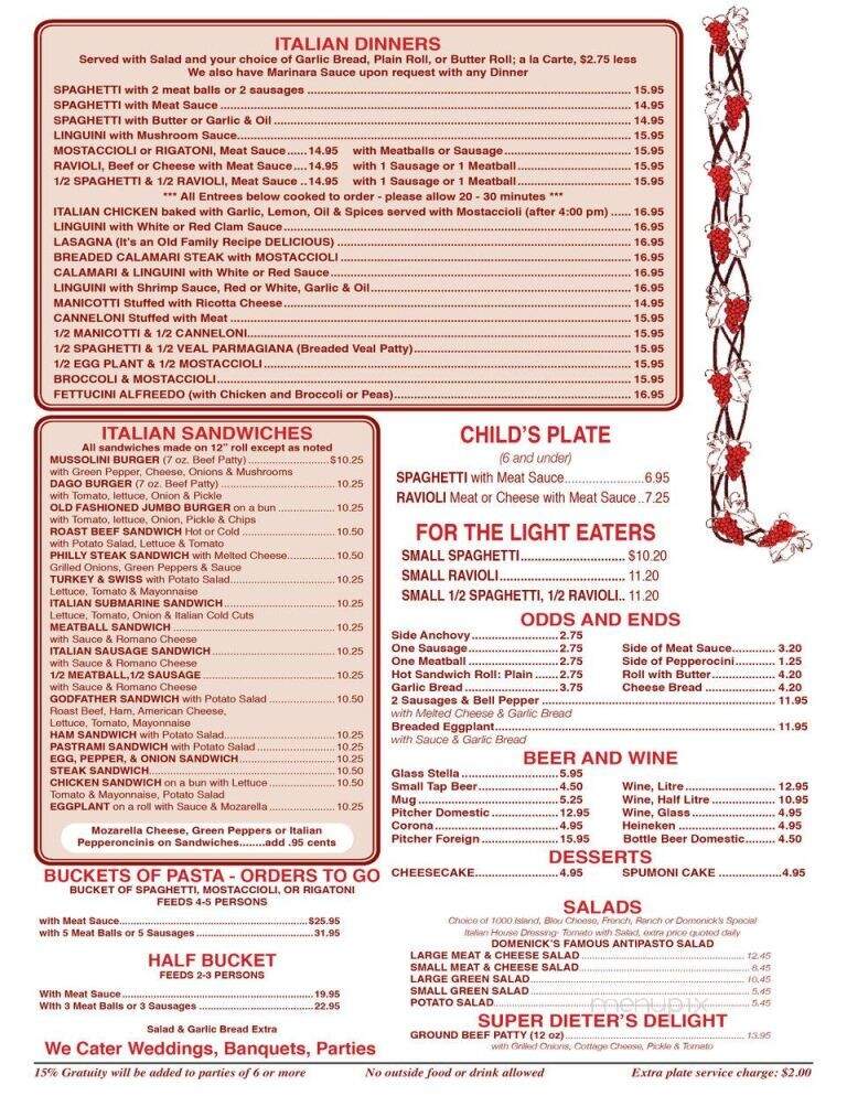 Dominick's Pizz House - Carson, CA menu_pic
