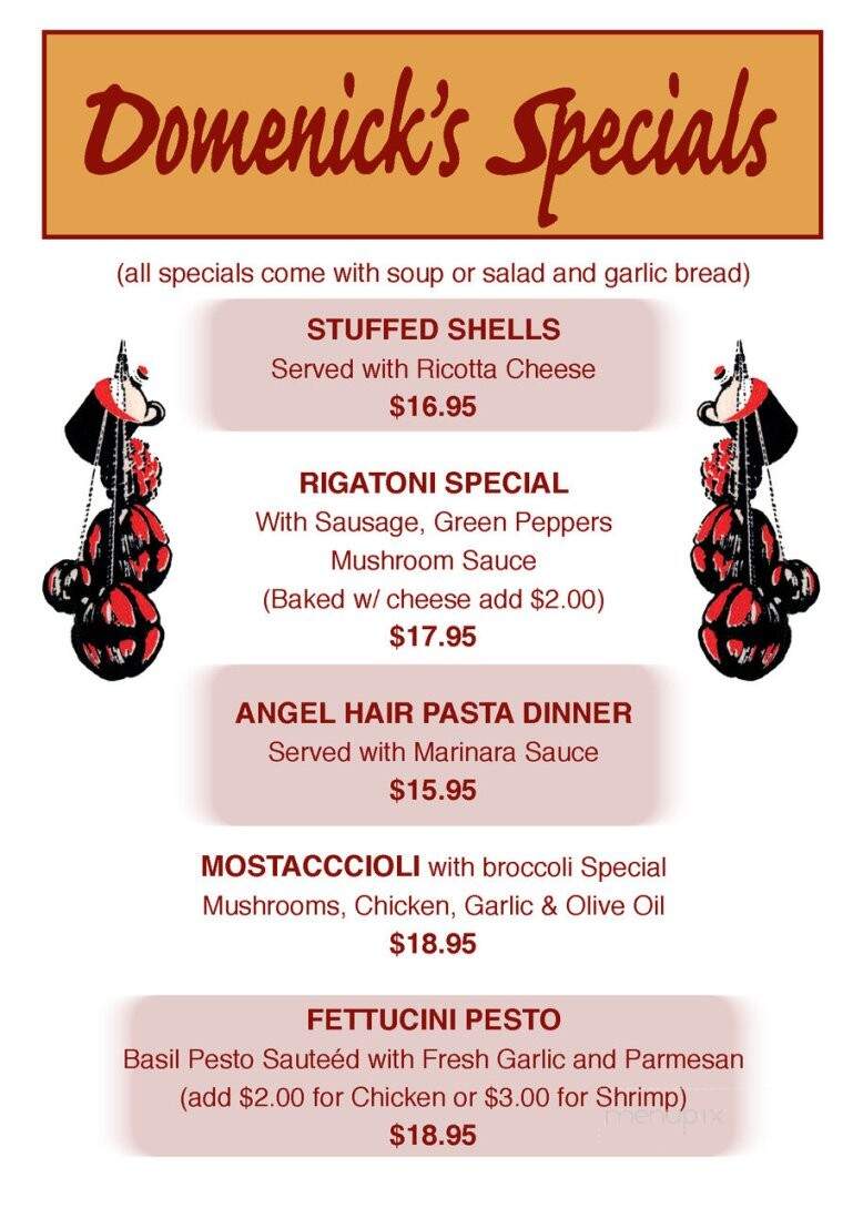 Dominick's Pizz House - Carson, CA menu_pic