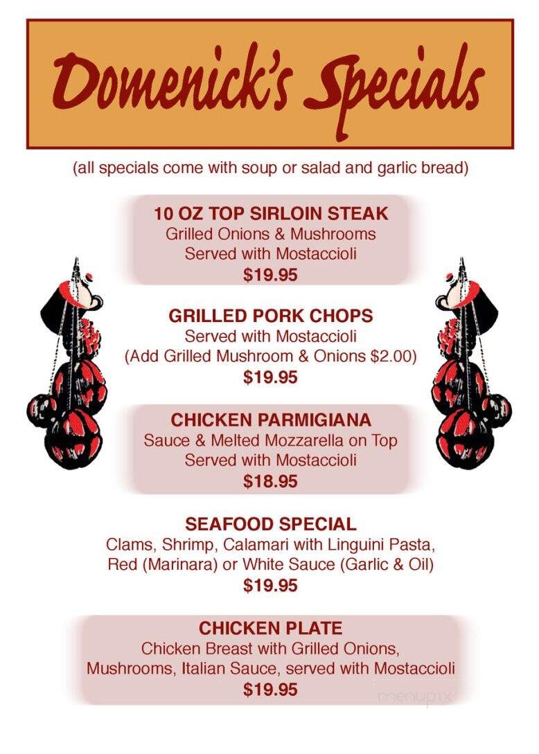 Dominick's Pizz House - Carson, CA menu_pic