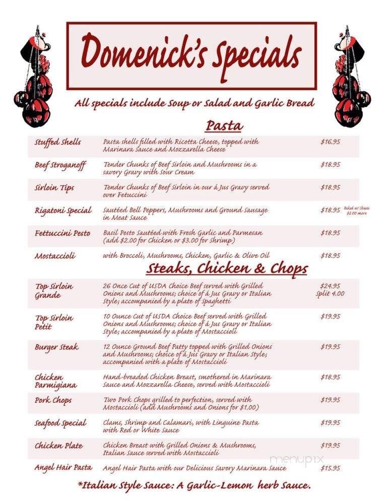 Dominick's Pizz House - Carson, CA menu_pic