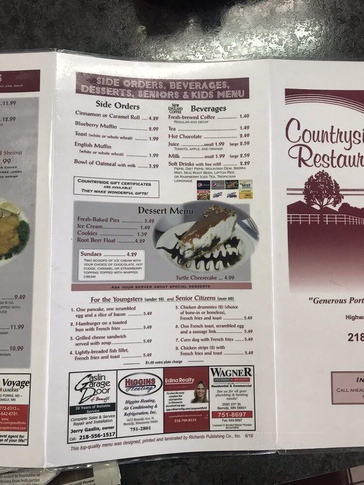 Countryside Restaurant - Bemidji, MN menu_pic