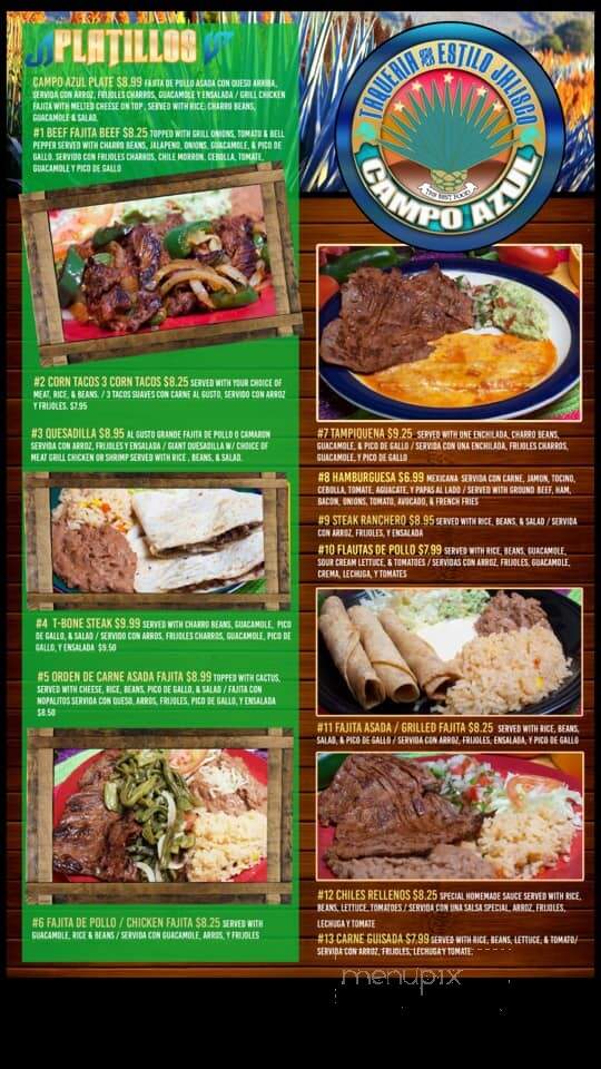 Campo Azul - Pasadena, TX menu_pic