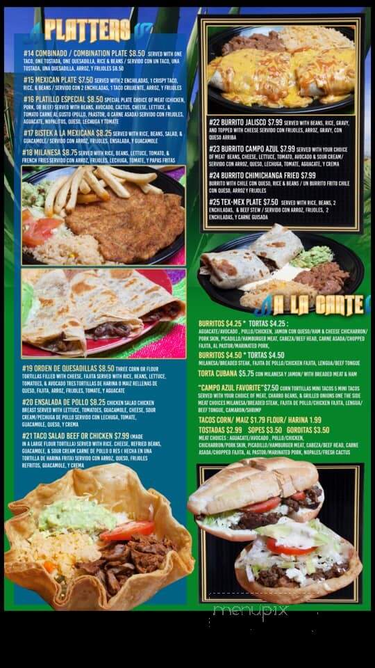 Campo Azul - Pasadena, TX menu_pic