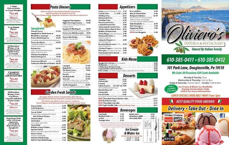 Oliviero's - Douglassville, PA menu_pic