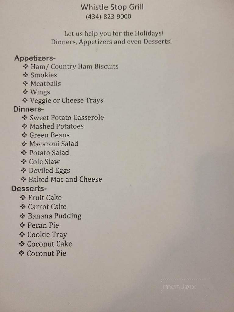 Whistle Stop Grill - Crozet, VA menu_pic