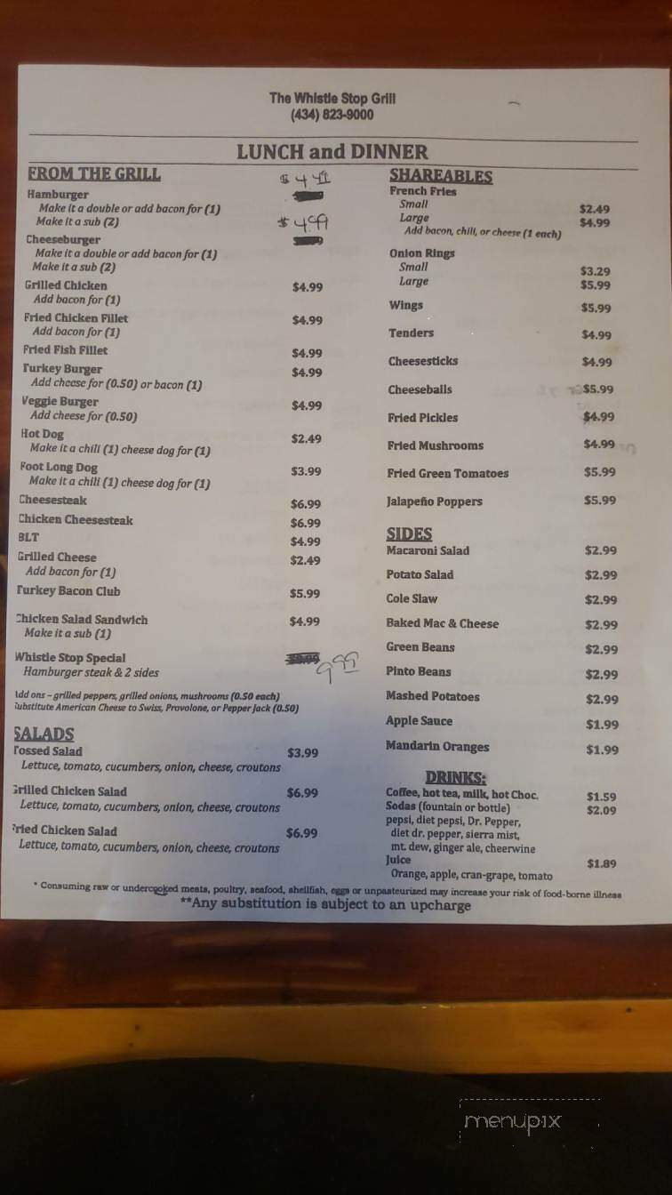 Whistle Stop Grill - Crozet, VA menu_pic