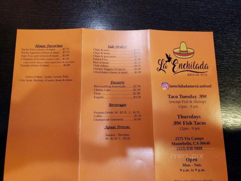 La Enchilada Mexican Food - Montebello, CA menu_pic