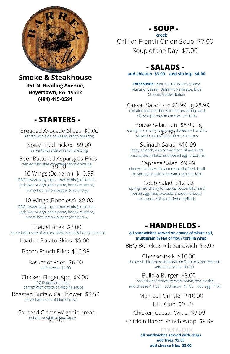 Barrel & Ale - Boyertown, PA menu_pic