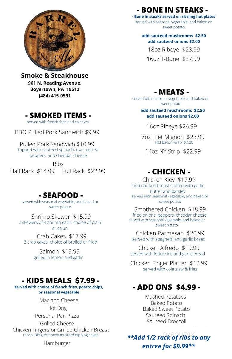 Barrel & Ale - Boyertown, PA menu_pic