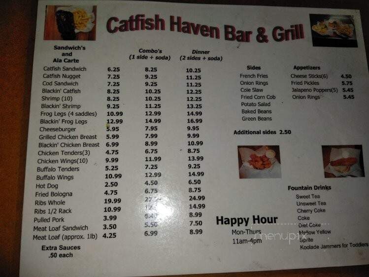 Catfish Haven Lake Bar & Grill - Louisville, KY menu_pic
