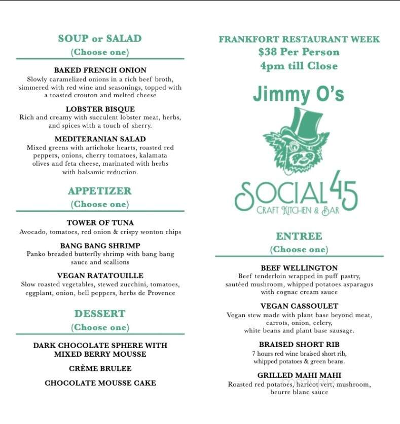 Jimmy O's Bar & Grille - Frankfort, IL menu_pic