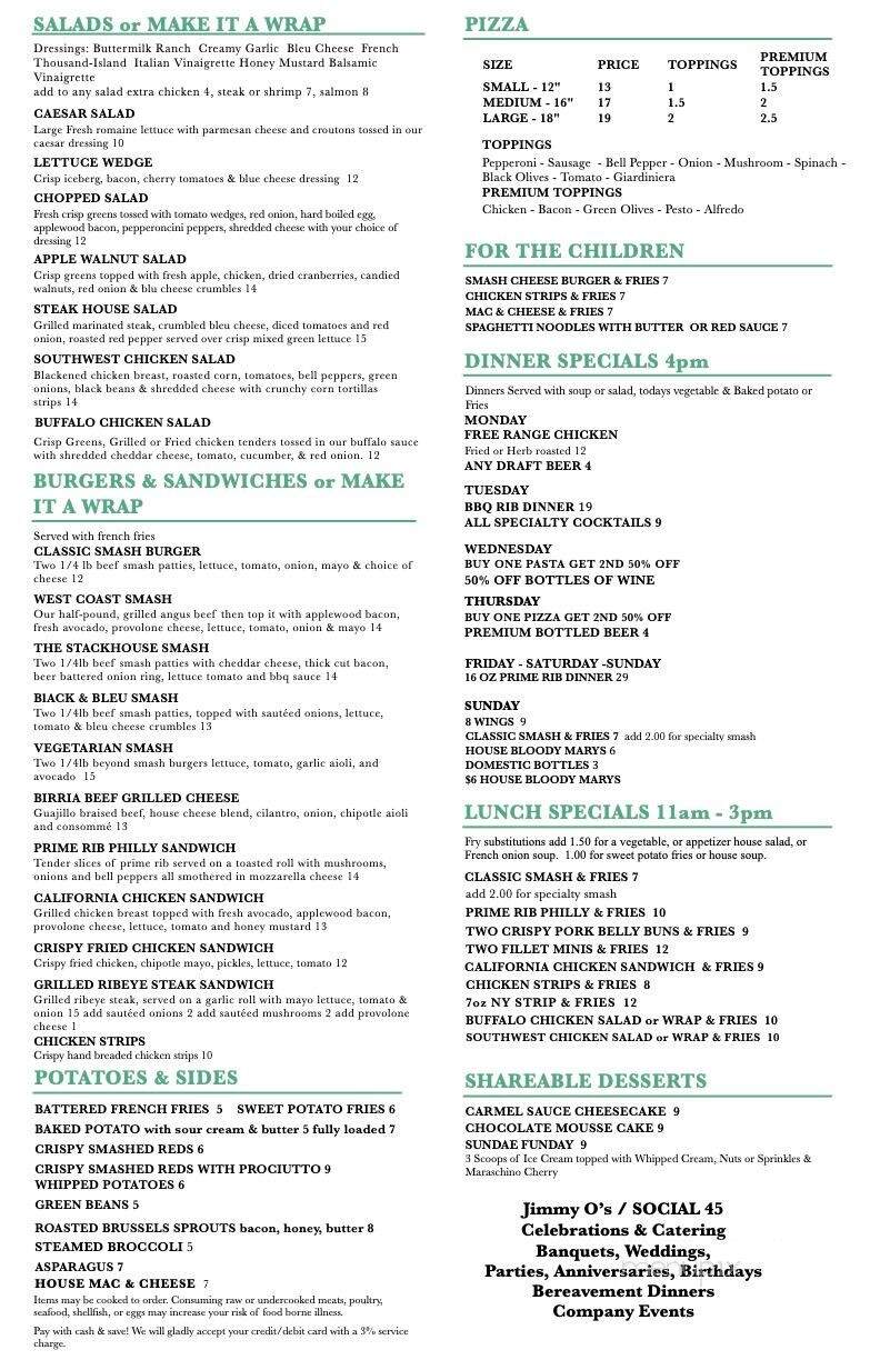 Jimmy O's Bar & Grille - Frankfort, IL menu_pic