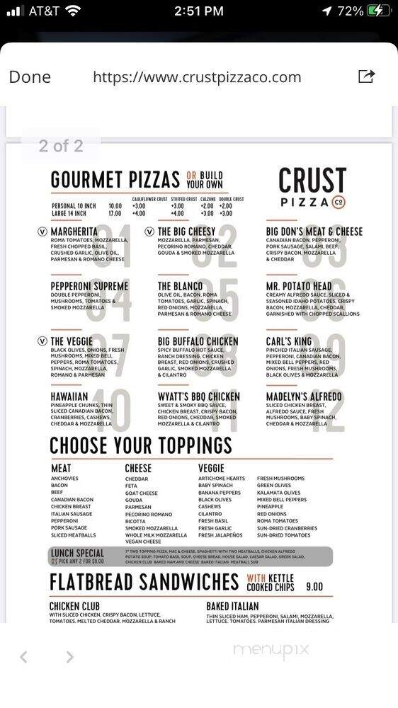Crust Pizza - Tomball, TX menu_pic
