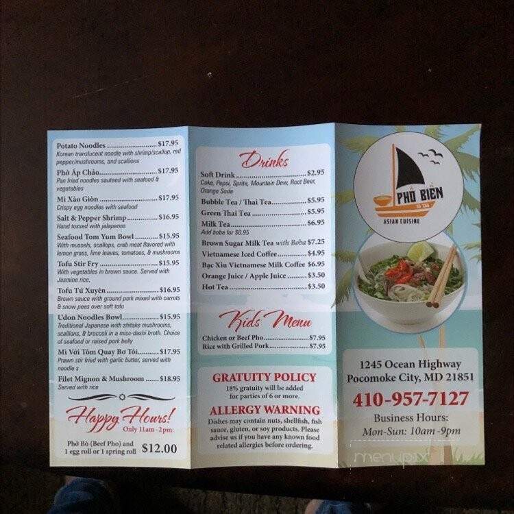 Pho Bien Asian Cuisine - Pocomoke City, MD menu_pic