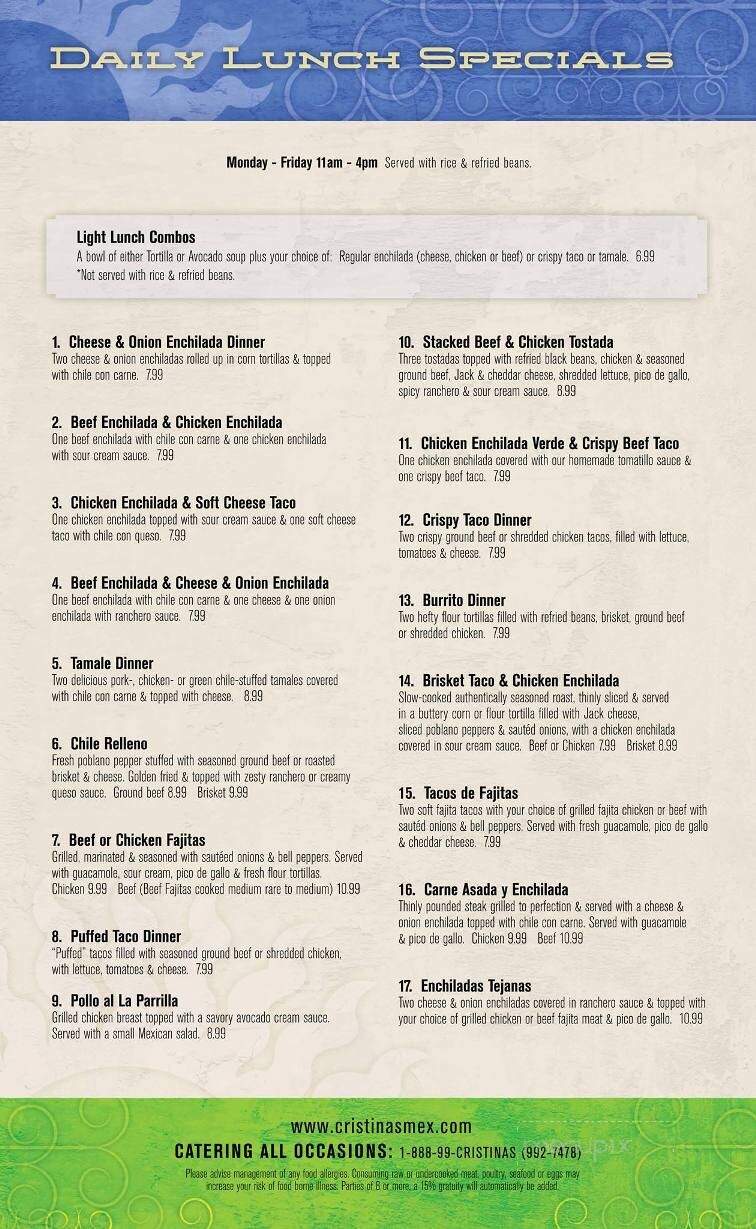 Christina's Fine Mexican Restaurant - Forney, TX menu_pic