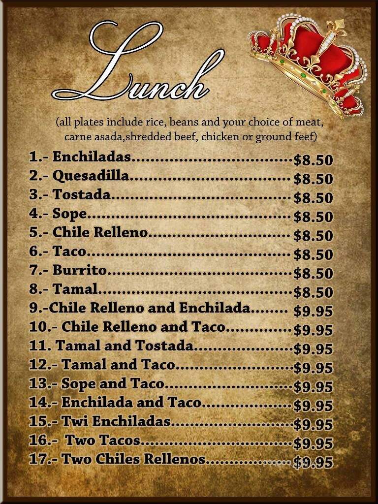 Los Reyes Mexican Food - Coalinga, CA menu_pic