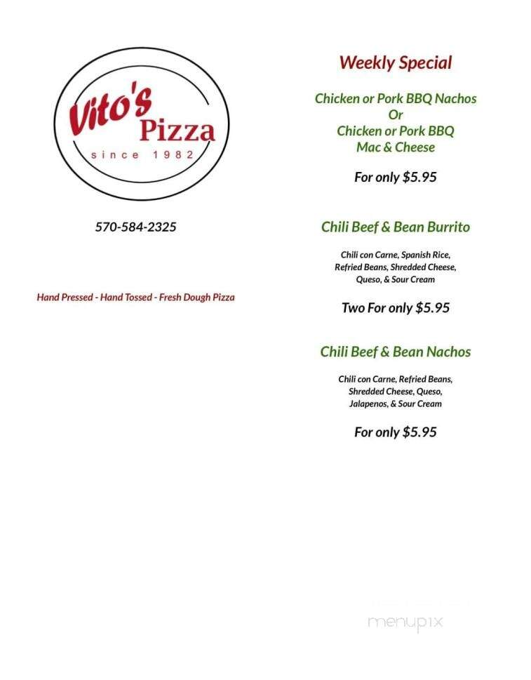 Vito's Pizza - Hughesville, PA menu_pic