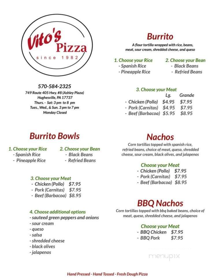 Vito's Pizza - Hughesville, PA menu_pic