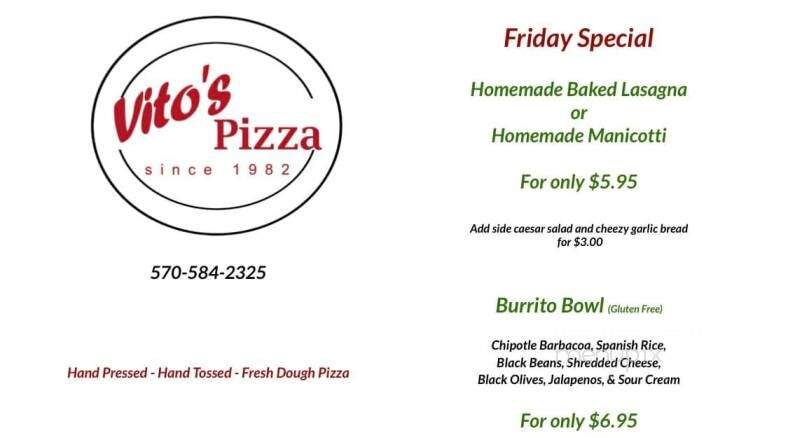 Vito's Pizza - Hughesville, PA menu_pic