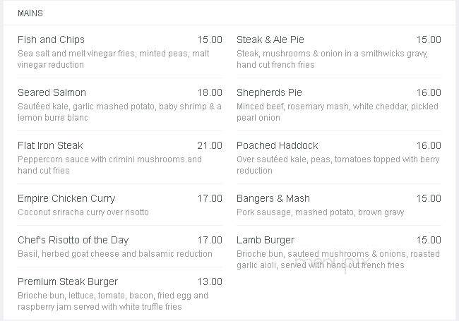 The Queens Head Restaurant and Eurobar - St Petersburg, FL menu_pic