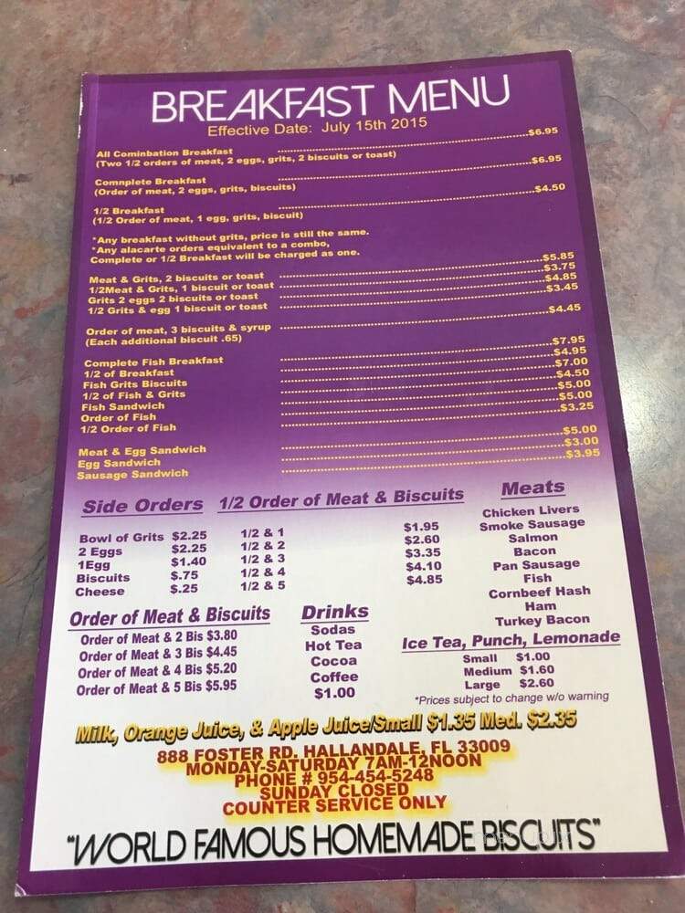 Sonny's Restaurant - Hallandale Beach, FL menu_pic