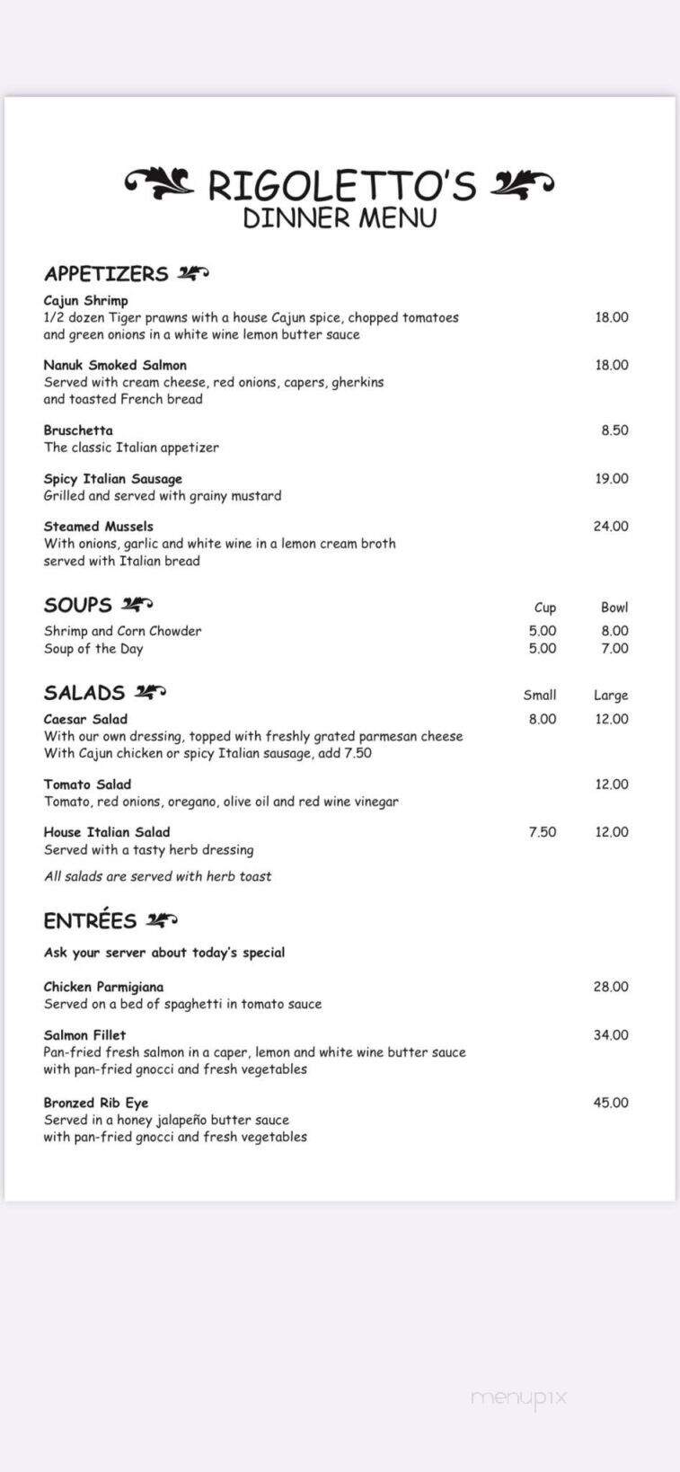 Rigoletto's Cafe - Edmonton, AB menu_pic