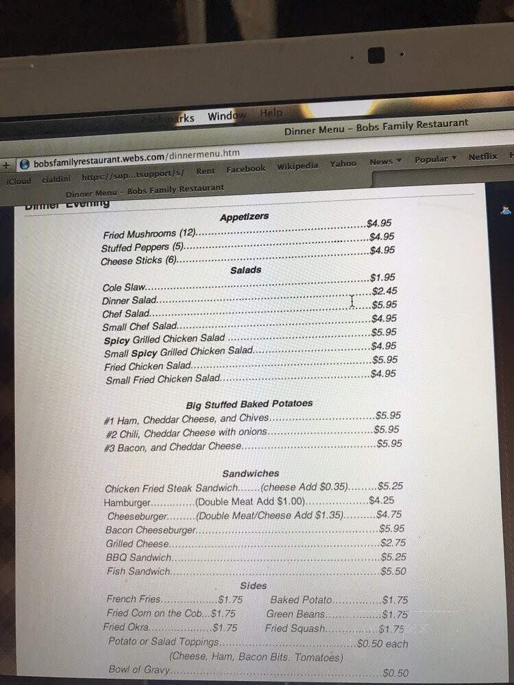 Bob's Family Restaurant - Durant, OK menu_pic