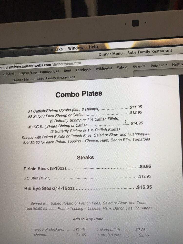Bob's Family Restaurant - Durant, OK menu_pic