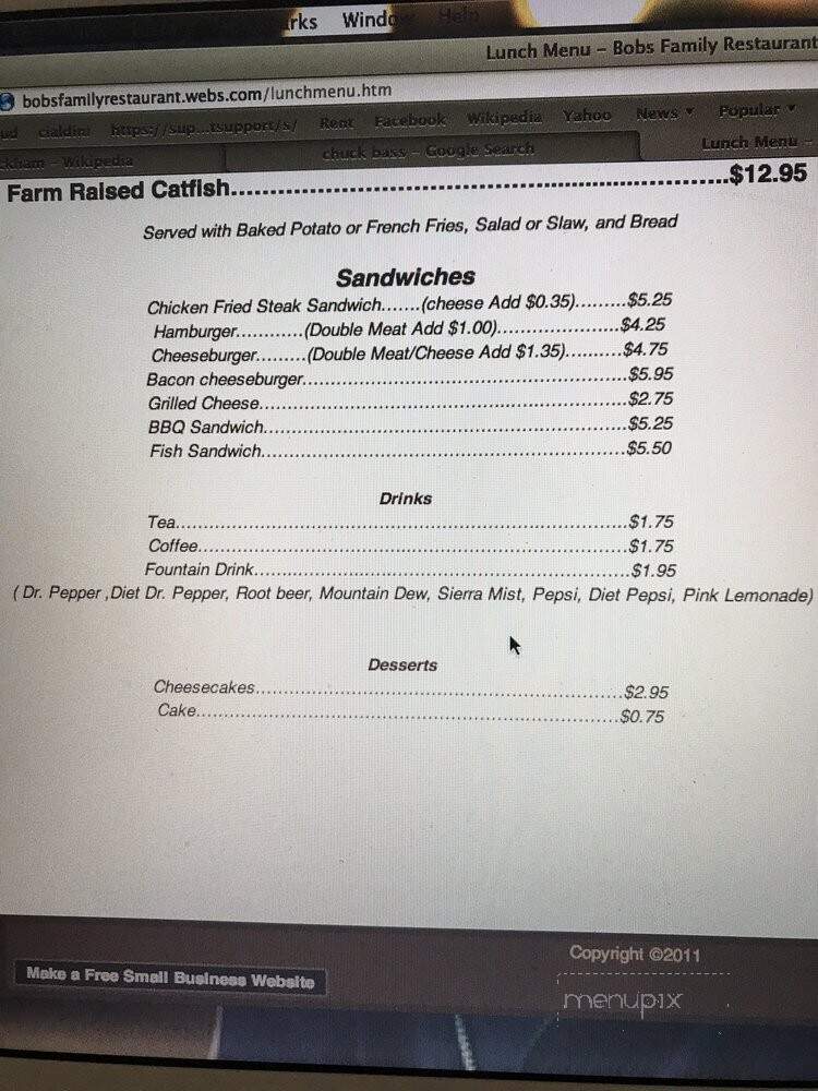 Bob's Family Restaurant - Durant, OK menu_pic