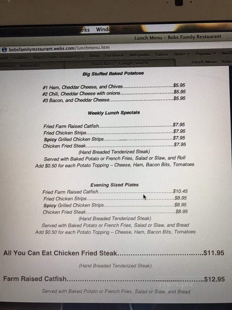 Bob's Family Restaurant - Durant, OK menu_pic
