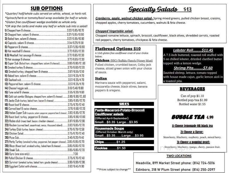 Whole Darn Thing Sub Shops - Meadville, PA menu_pic