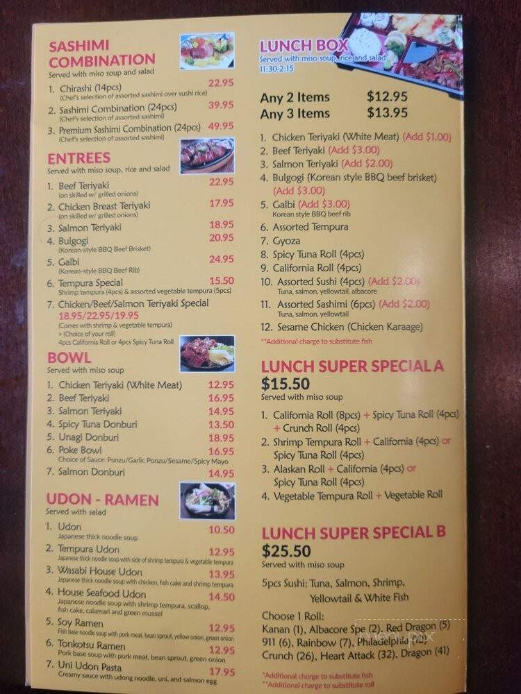 Sushi & Wasabi - Agoura Hills, CA menu_pic