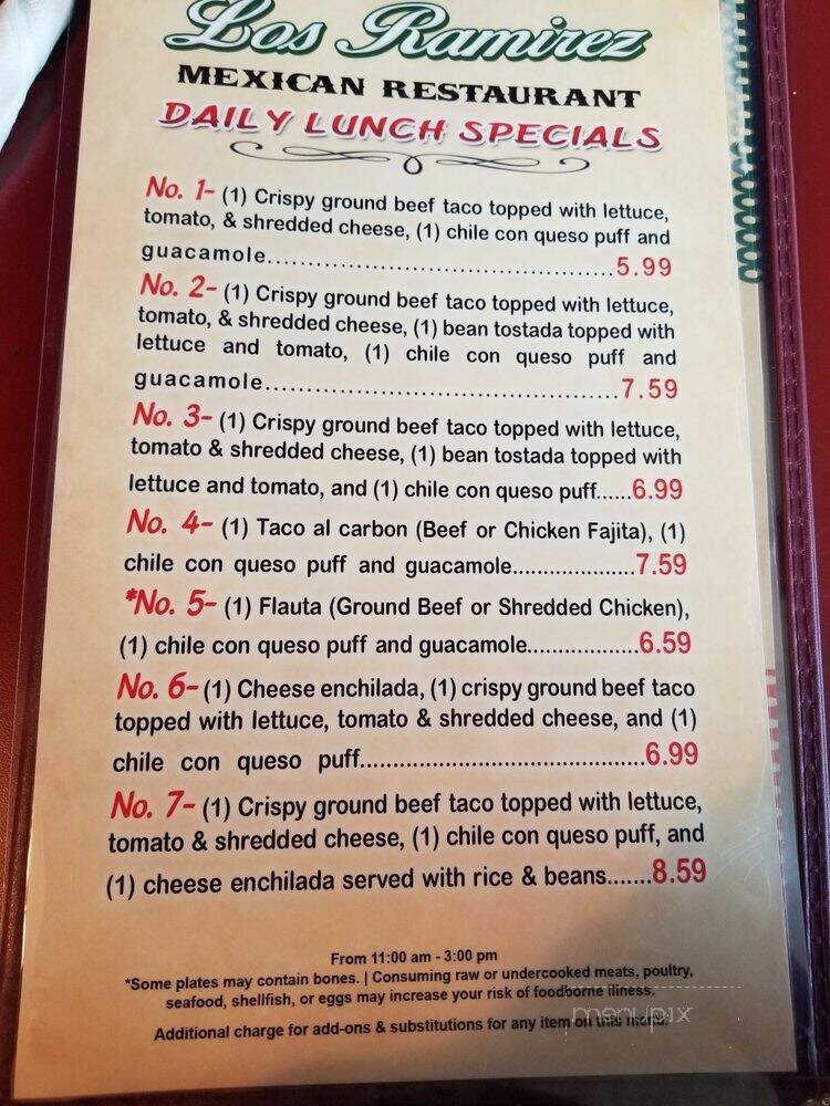 Los Ramirez Mexican Restaurant - Houston, TX menu_pic