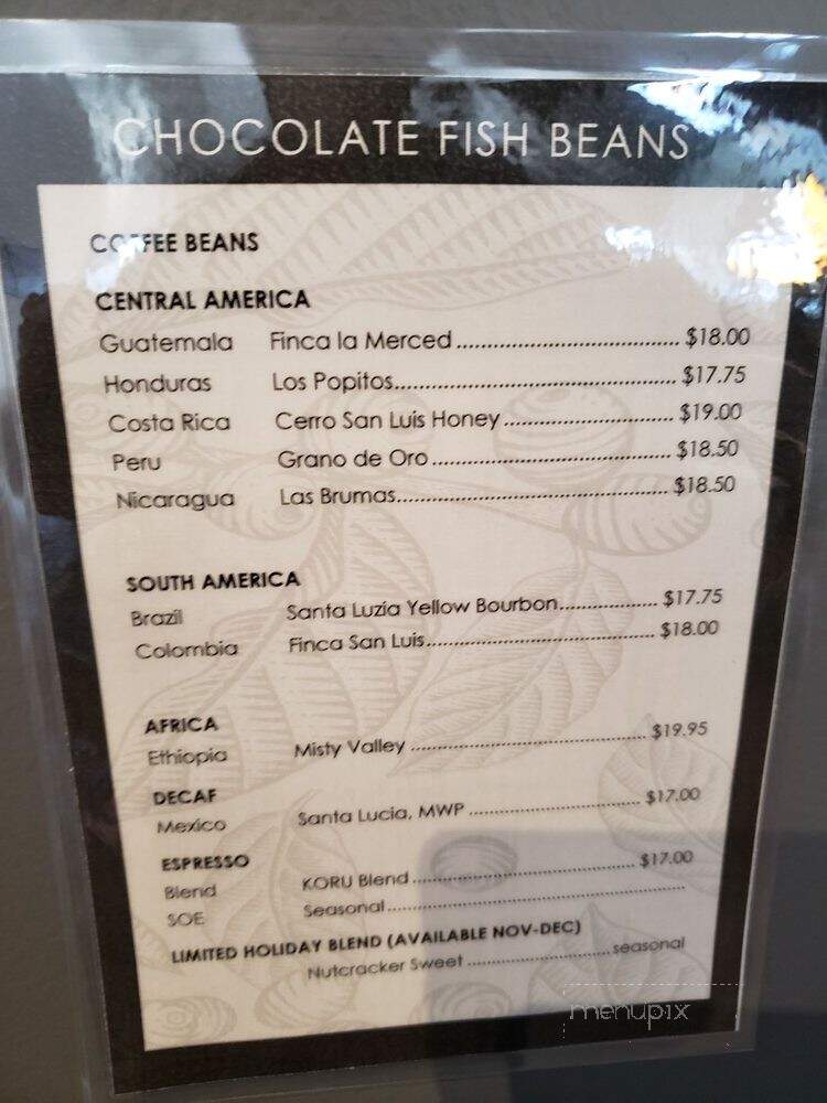 Chocolate Fish Coffee Roasters - Folsom, CA menu_pic