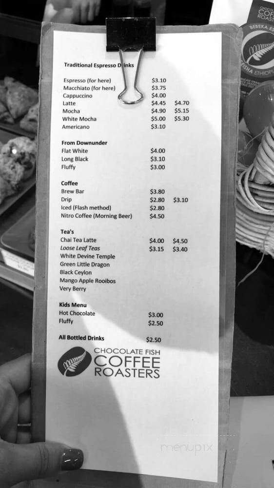 Chocolate Fish Coffee Roasters - Folsom, CA menu_pic