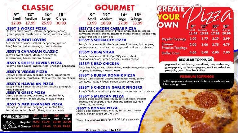 Jessy's Pizza - Dauphin, MB menu_pic
