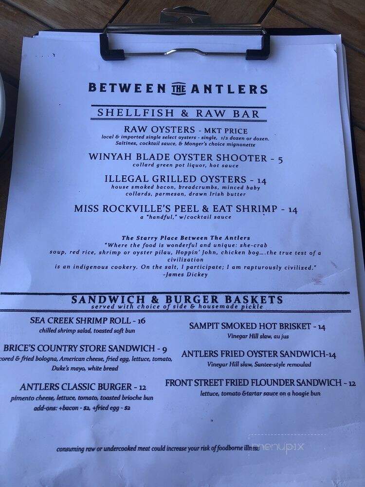 Between the Antlers - Georgetown, SC menu_pic