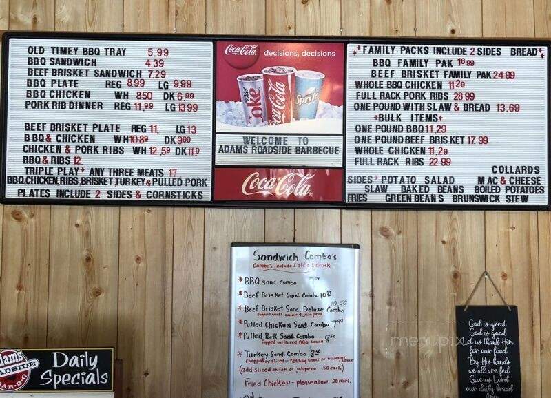 Adams Roadside Bar-B-Q - Goldsboro, NC menu_pic