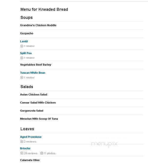 Kneaded Bread Incorporated - Port Chester, NY menu_pic