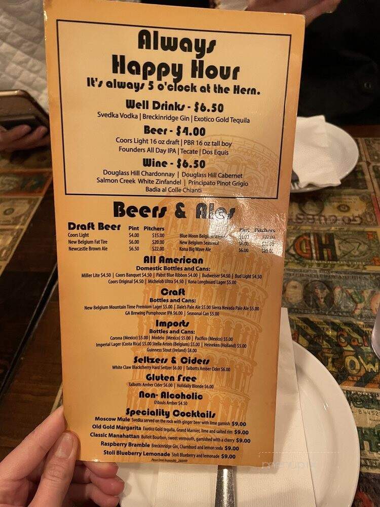 Hernando's Pizza Pub - Fraser, CO menu_pic