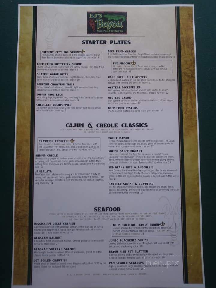 B J's Bayou - Roberts, ID menu_pic