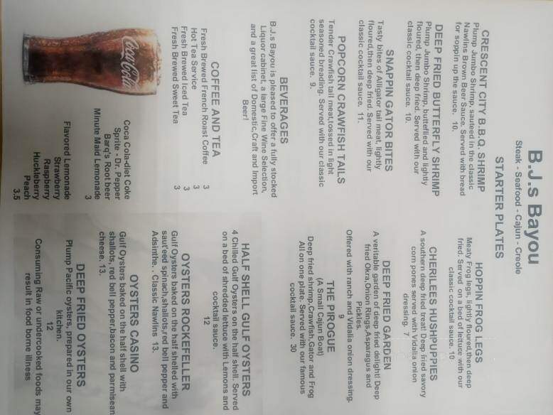 B J's Bayou - Roberts, ID menu_pic