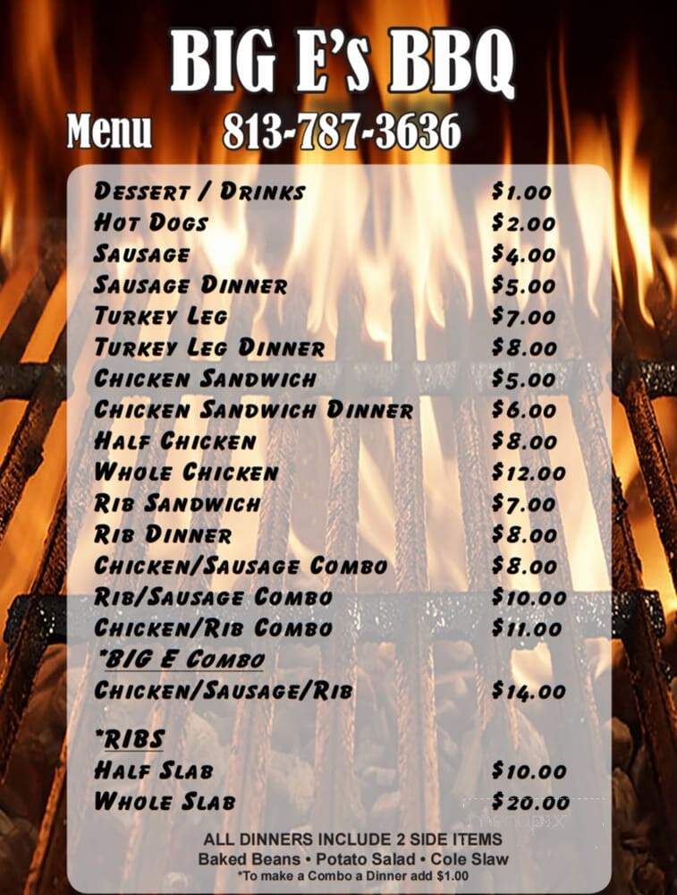 Big E's BBQ - Tampa, FL menu_pic