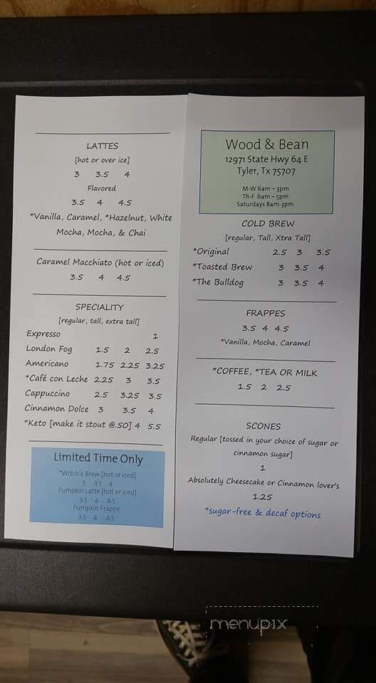 Wood and Bean - Tyler, TX menu_pic