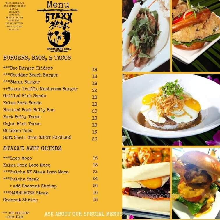 Staxx Sports Bar & Grill - Waianae, HI menu_pic