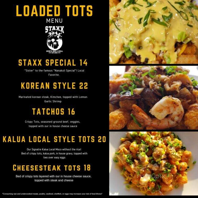 Staxx Sports Bar & Grill - Waianae, HI menu_pic
